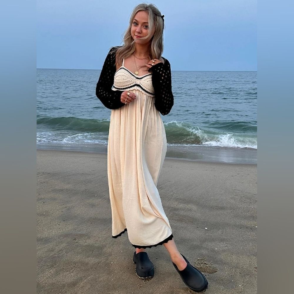 ZARA COMBINATION KNIT DRESS beach - Picture 12 of 15